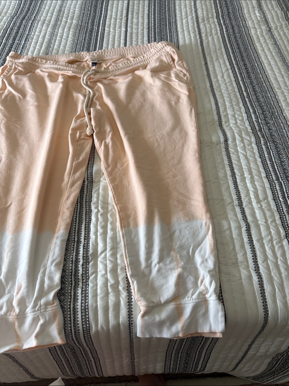 Women’s Peach and White Colorblock Jogger Bottoms - Picture 3 of 4